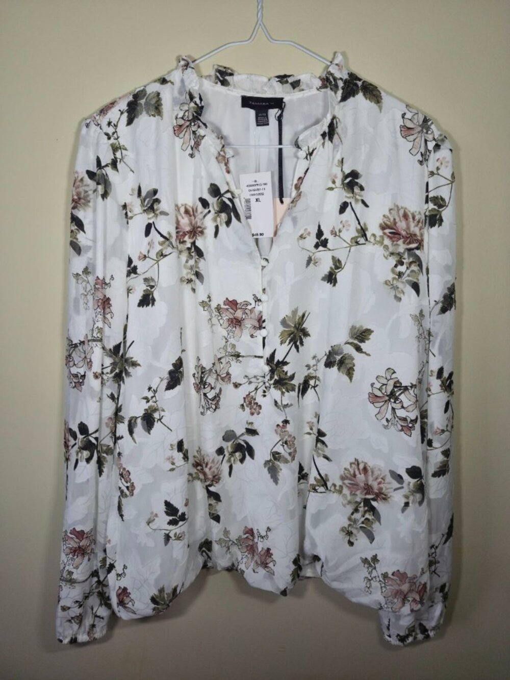 NWT Tamara H. Floral Long Sleeve Blouse - Size XL
